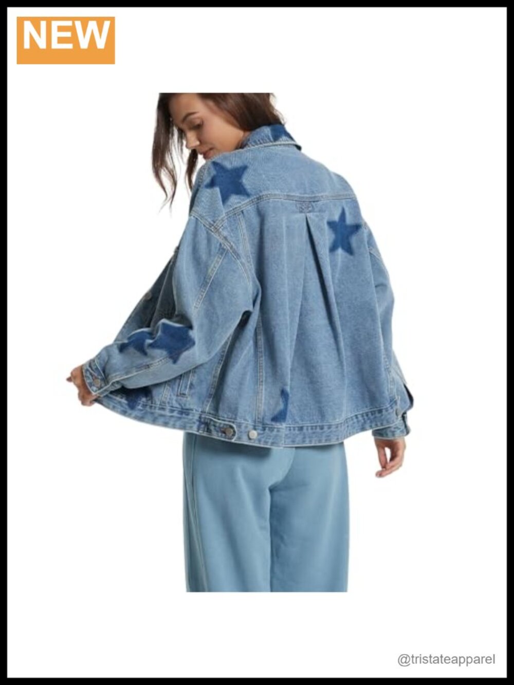 Womens Oversized Denim Button Down Boyfriend Jean Jacket Cotton Blend
